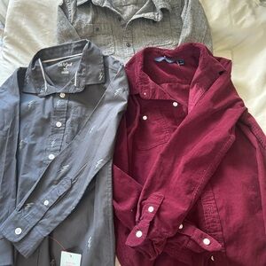 Gray and Burgundy Button-Up Shirts